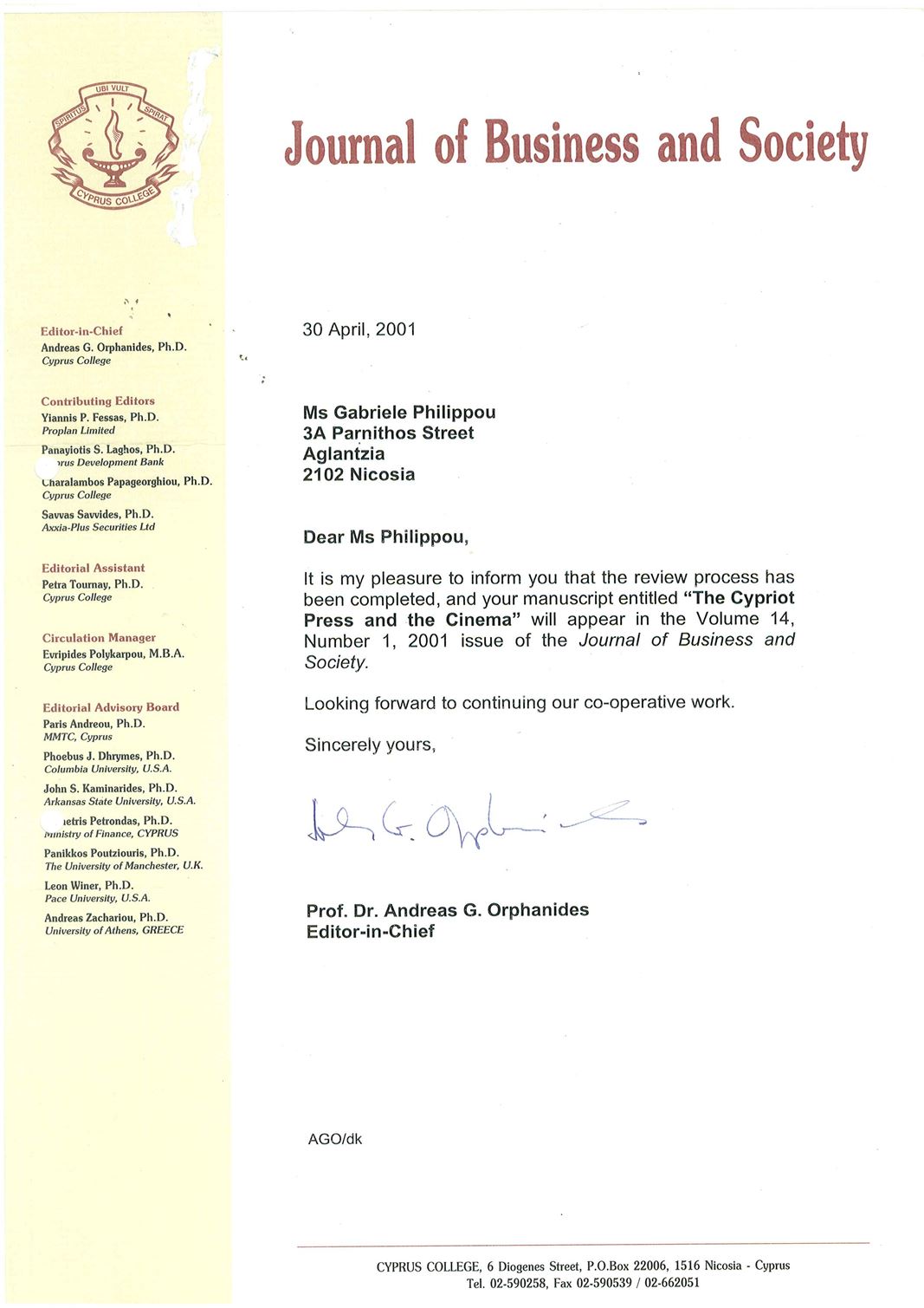 Συστάσεις 39 2001 - Journal of Business & Socialty