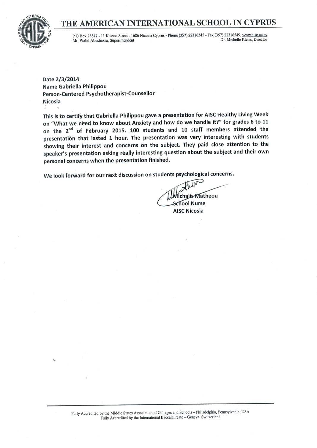 Συστάσεις 22 2014 - The American INT'L School in Cyprus